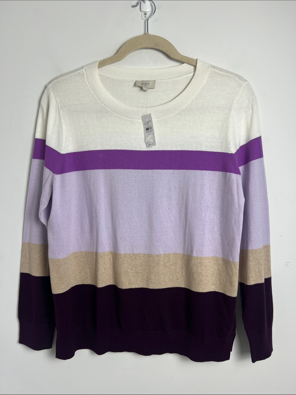 NEW LOFT Outlet XXL 100% Cotton Lightweight Color-Block Crewneck Sweater